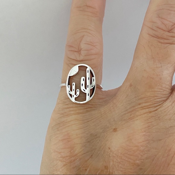 Sterling Silver Double Cactus Ring, Desert trees, Silver Rings, Tree of Life - Picture 11 of 12